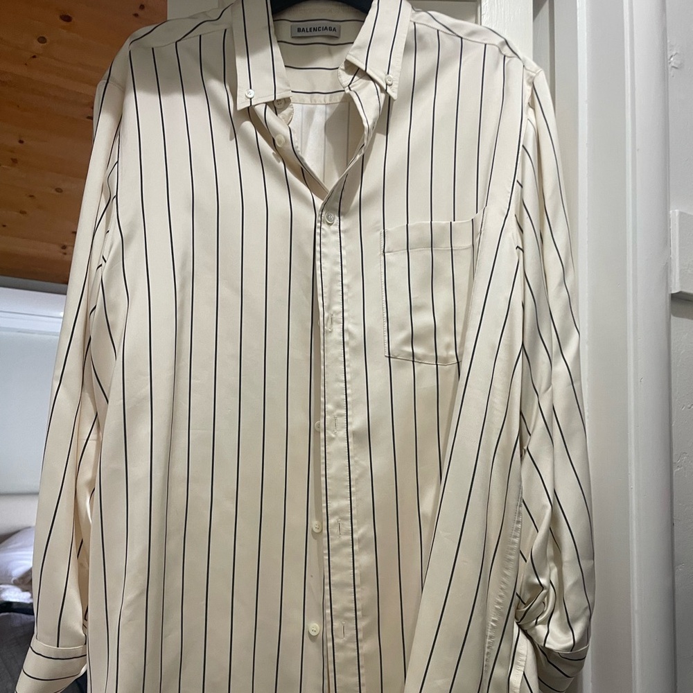 Balenciaga Striped Cream Shirt Dress
